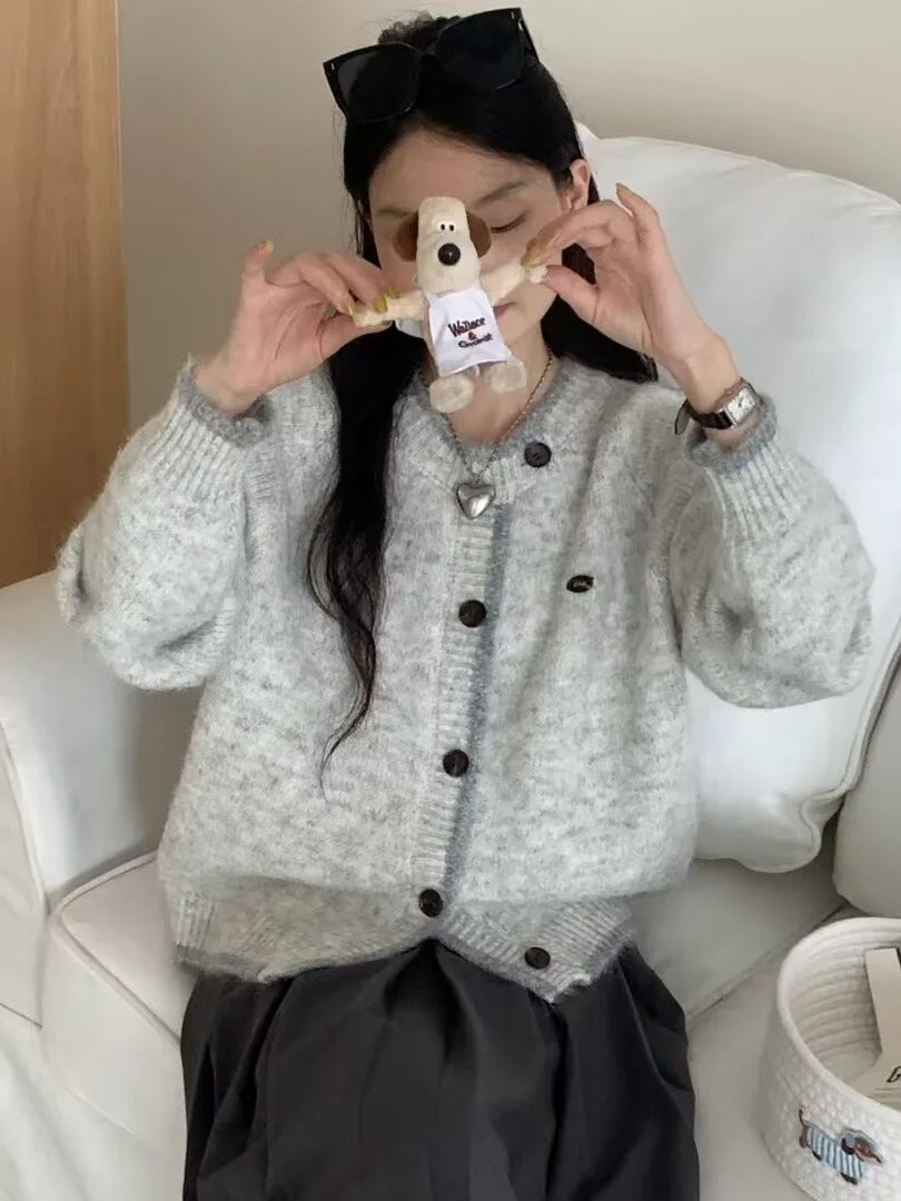 

Soft Gentle Wind Knitted Long Sve round Ne Open Cardigan Women's Autumn Winter Korean Sle Sweet Sle Unique Super Cut...