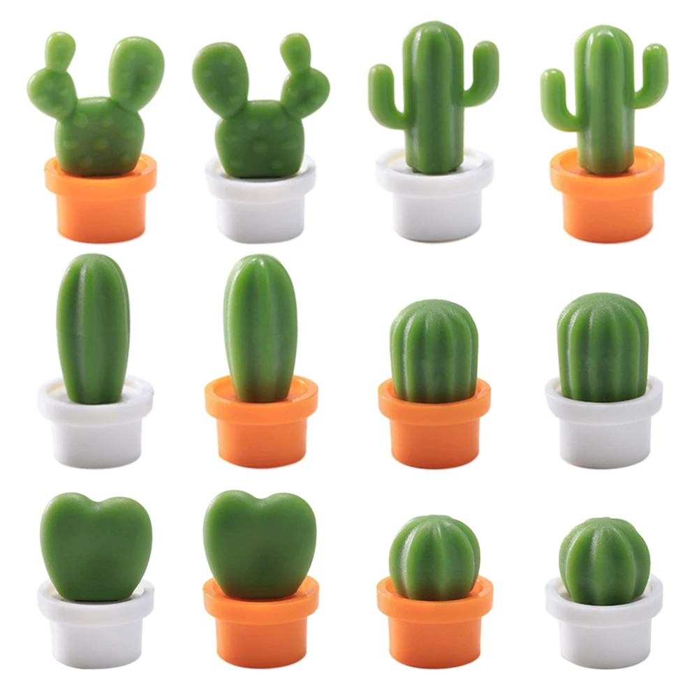 6pcs Mini Cartoon Cactus Magnet Fridge Sticker Magnetic Plant Potted Decor