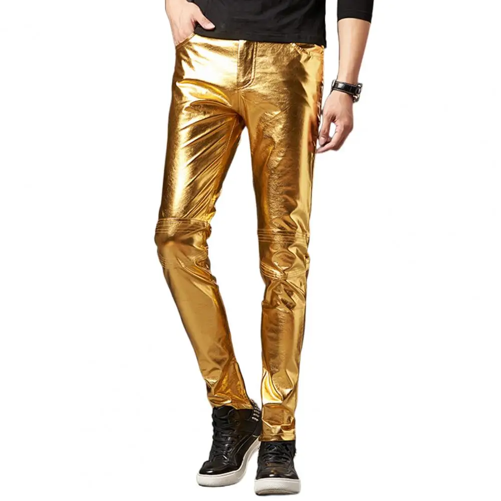 Popular Men Trousers Super Soft Men Pants Bright Surface Smooth Surface Slim Fit Pencil Trousers  Dressing