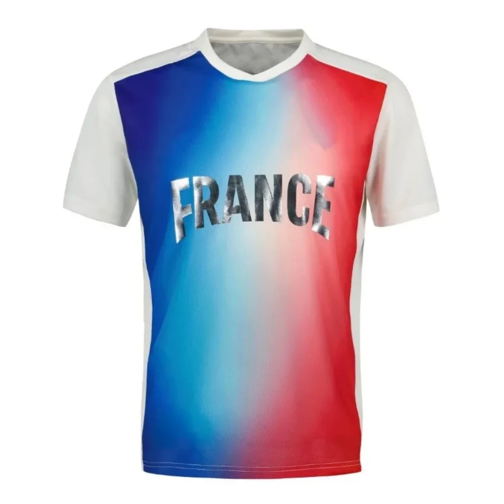 2024 Men\'s Team Wear Style Quick Drying Summer Casual French Team Sportswear Quick Drying Le Kak Multi Functional Sportswear Top