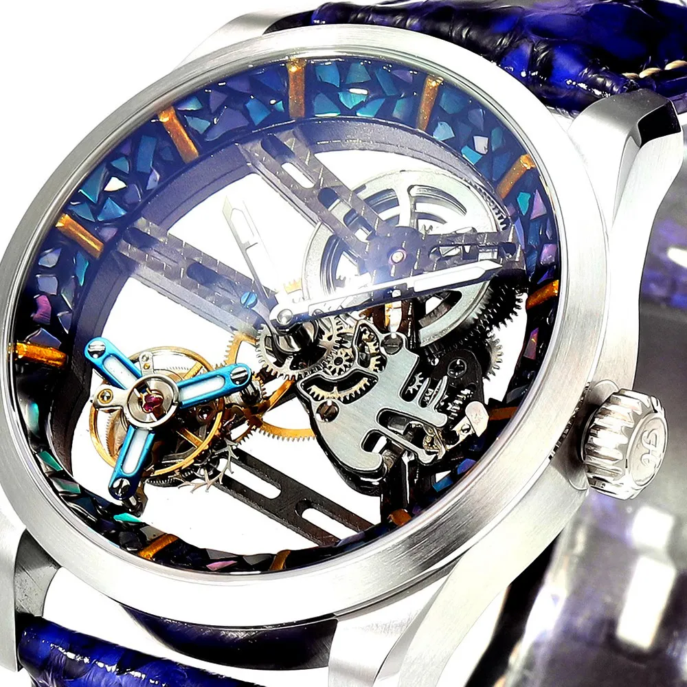 Intangible Cultural Heritage Lacquer Watch Luodian Craft Customized Wheel of Time Hollow Tourbillon Automatic Mechanical Watch