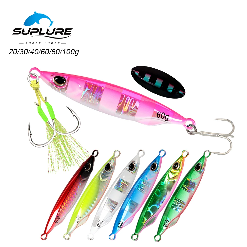 Super Lure NEW 3D Eyes Fast Sinking Metal Jig Lure 20g-100g Saltwater Shore Casting Fishing Lure Vertical Metal Jig With Hooks