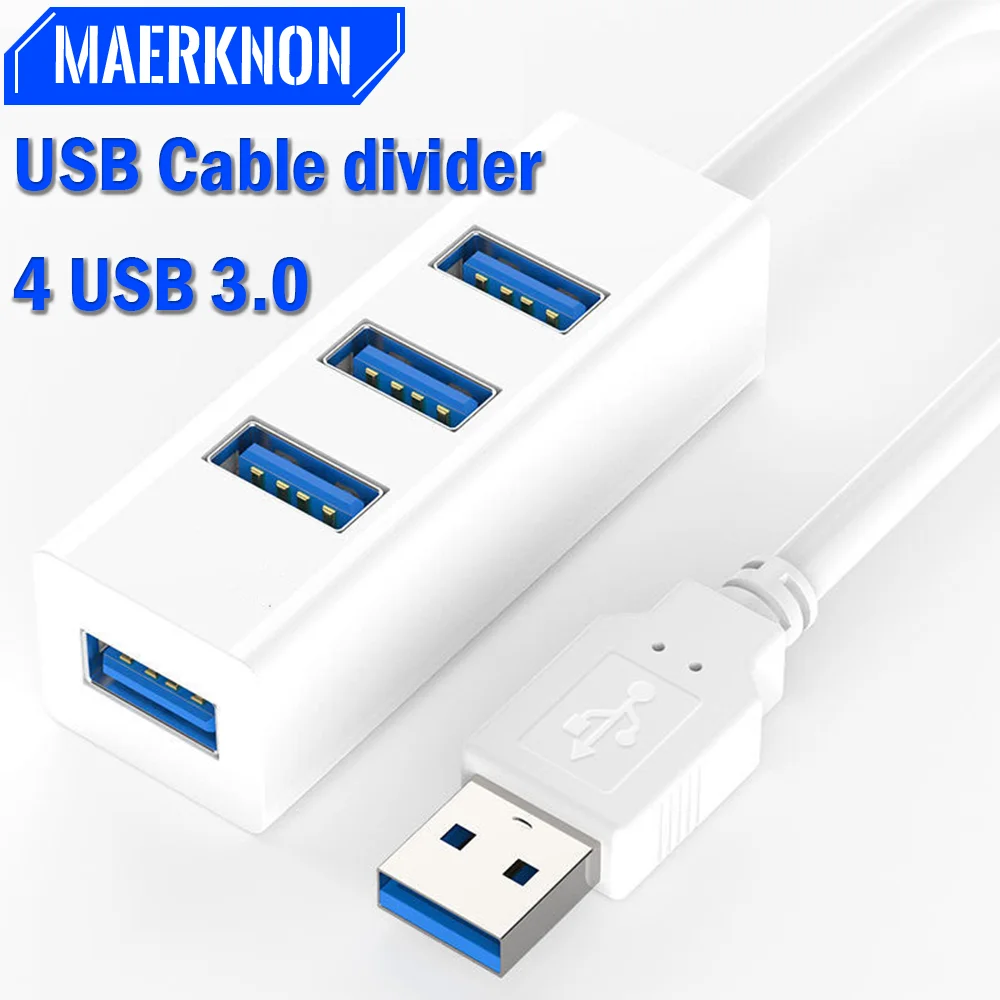 Портативный концентратор USB 3,0, расширитель нескольких портов, высокоскоростной USB-разделитель кабеля, USB-разветвитель, адаптер питания для ПК,