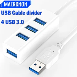 Портативный концентратор USB 3,0, расширитель нескольких портов, высокоскоростной USB-разделитель кабеля, USB-разветвитель, адаптер питания для ПК, компьютерные аксессуары