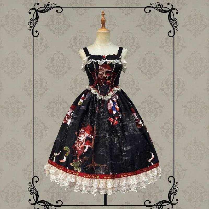 2023 New Lolita original design [cat traveler JSK] elegant retro slim-fit dress