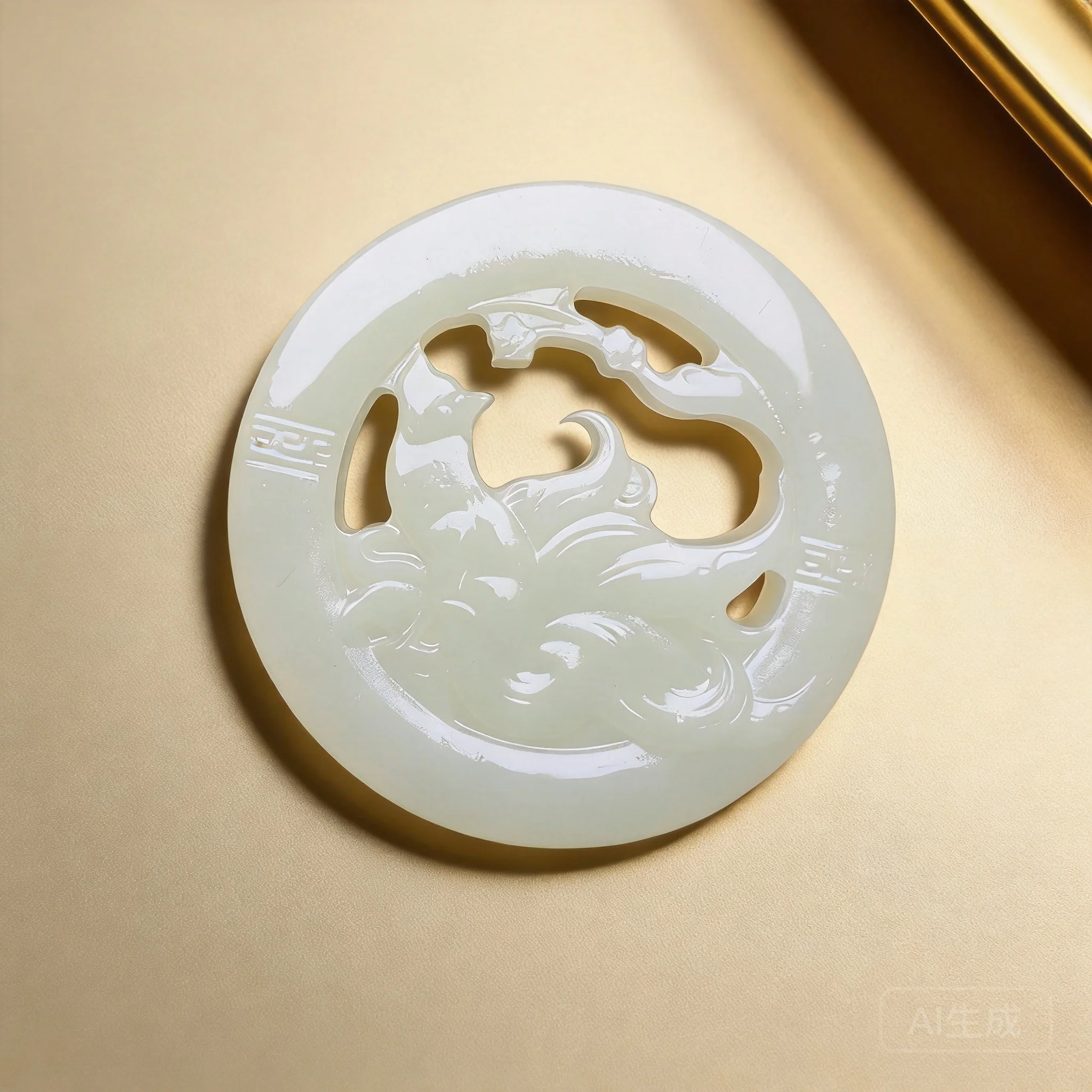 Traditional Chinese Natural Greenish White Jade Nine Tailed Fox Hollow Carved Pendant Lucky Blessing Fortune Feng Shui Amulet