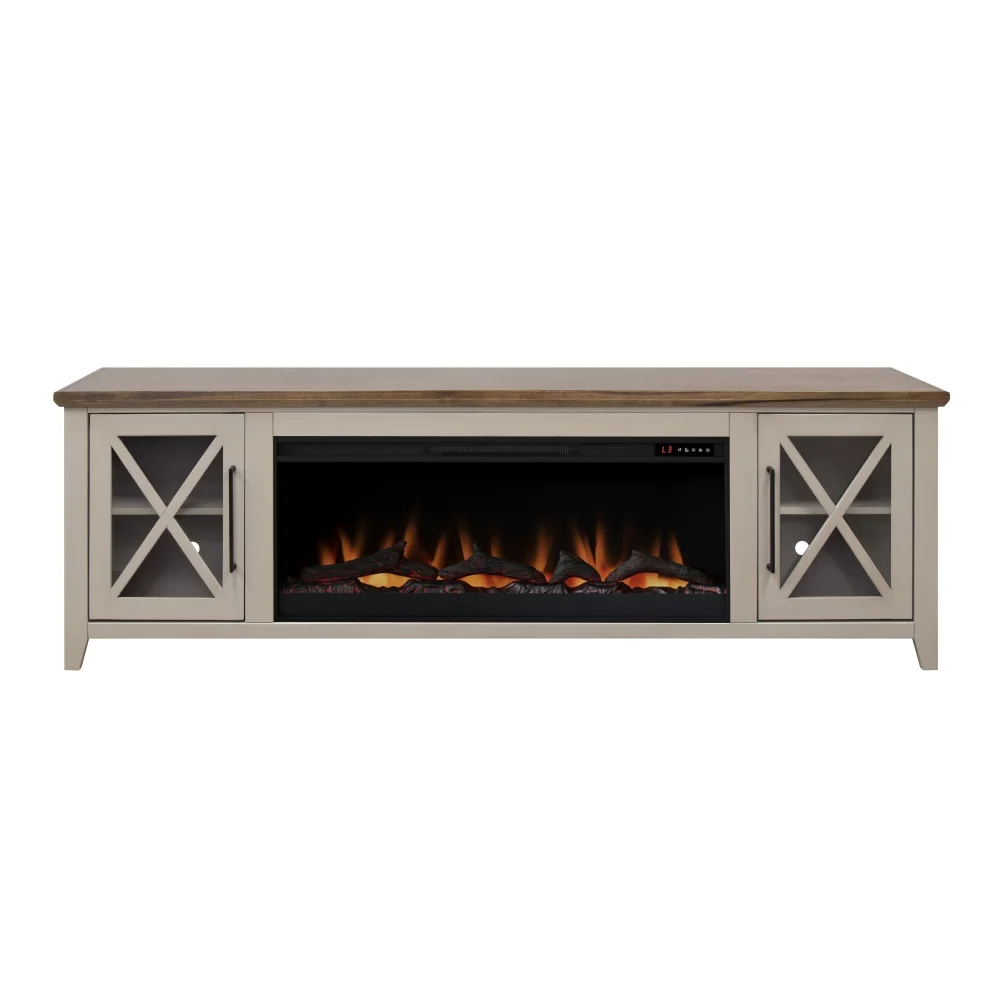 

Ithaca 83 inch Fireplace TV Stand, For TVs up to 95 inches, Minimal Assembly Required, Sandstone and Bourbon Finish