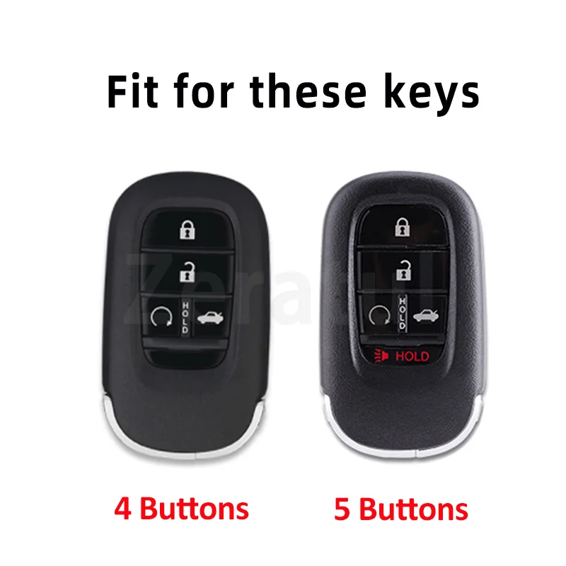 Silver Edge TPU Keyless For Honda Civic Accord Passport Pilot 4 5 Button Car Key Ring Chain Case Cover Holder Protector Shell