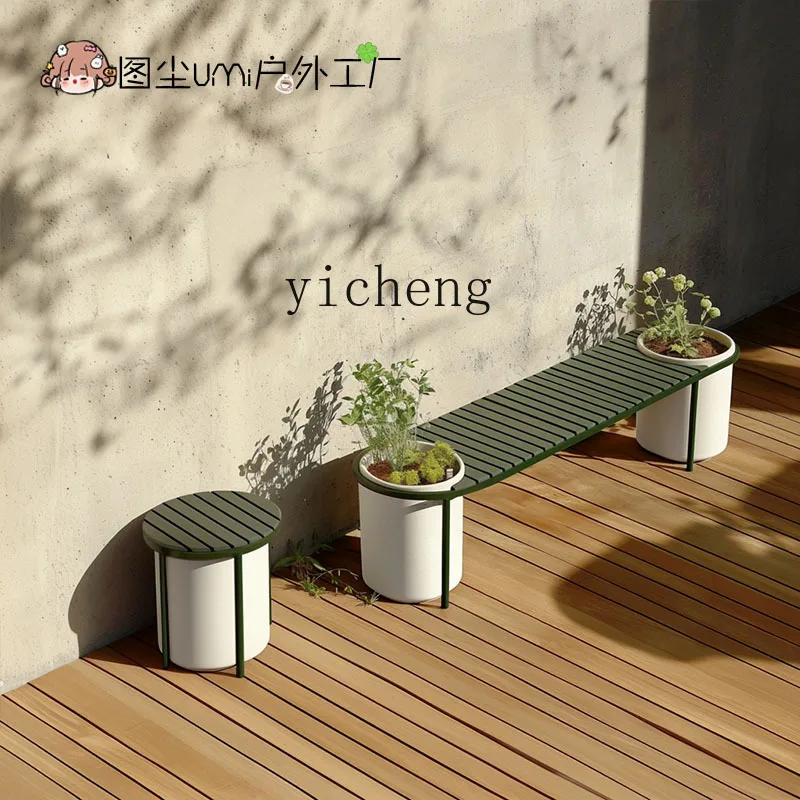 YFY  flower box outdoor seat combination wrought iron rest chair sitting area waiting bench