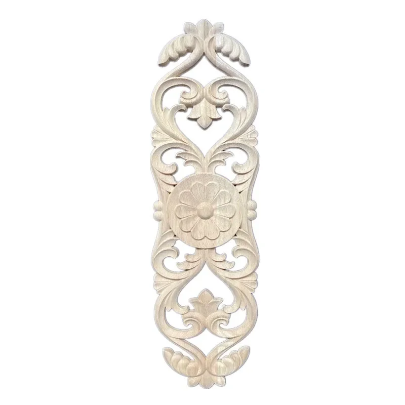 Europe Wood Appliques Molding Decals for Furniture Home Decor Carving Onlays Flower Background Wall Decoration Wood Figurines
