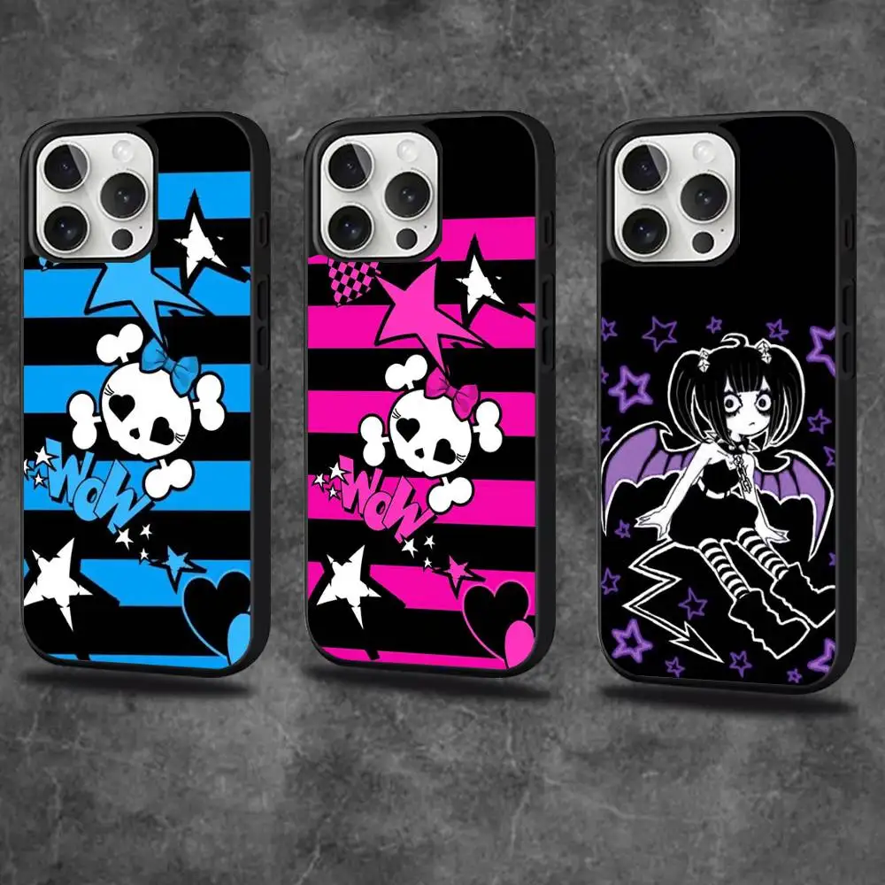 

Love Black and Cute Emo Phone Case For iPhone 16,15,14,13,12,11,Pro,Max,Plus,Mini,SE4,E Magnetic Magsafe Wireless Charging