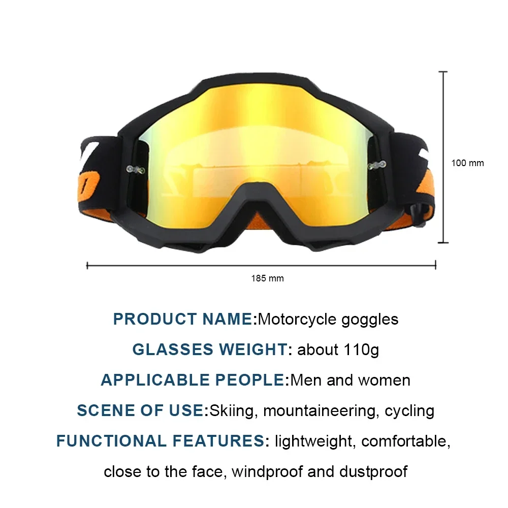 Gogle ochronne Outdoor Motorcycle Wiatroodporne okulary odporne na piasek Akcesoria motocyklowe Okulary narciarskie Wyścigi Off Road Gogle