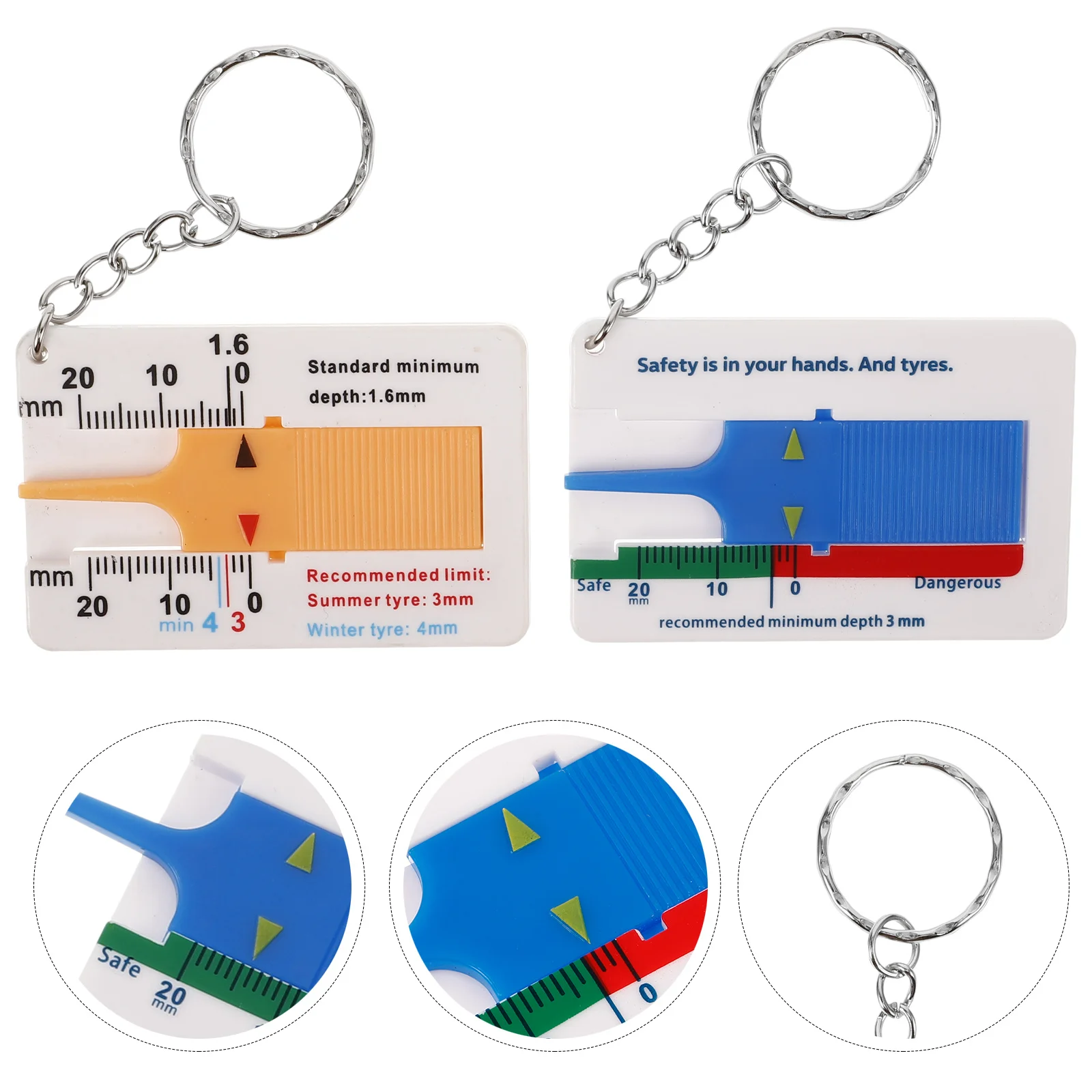 

2Pcs Tire Tread Depth Gauge Accurate Measurement Tool Vehicle Tire Groove Gauge Ensure Driving Safety Tyre Gauges