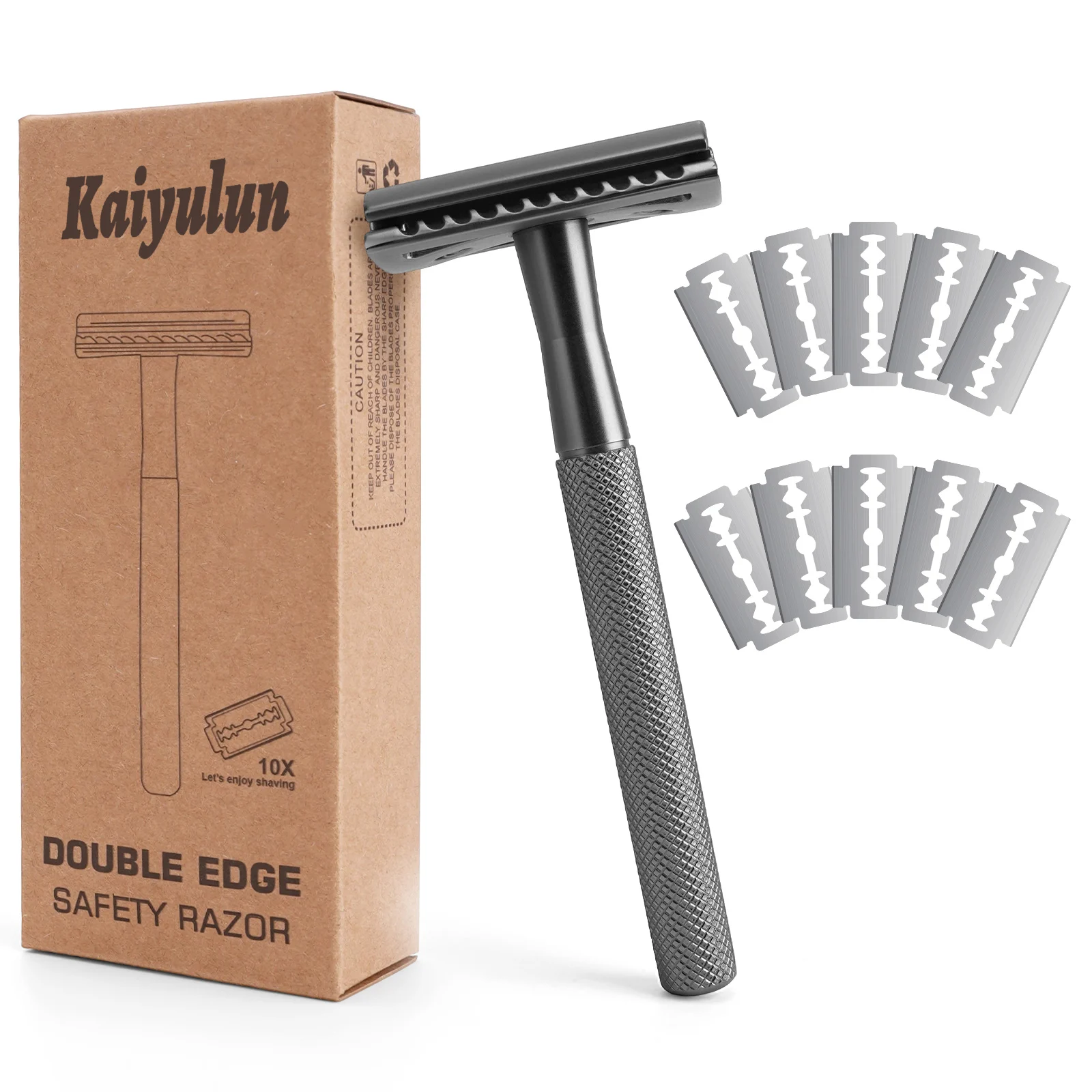 Safety Razor for Men & Women - Double Edge Single Blade Razor with 10 Blades, Reusable One Blade Razor for Close Shave