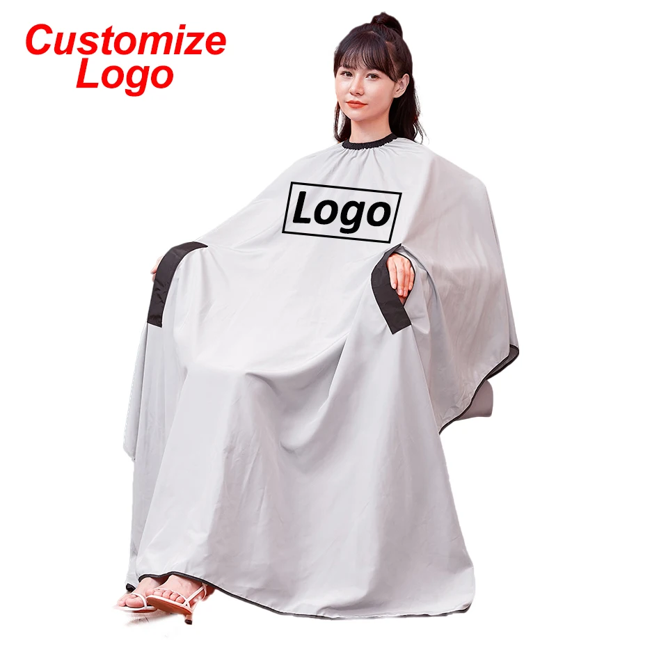 

Customize Logo Hidden Sleeves Hairdressing Cape Extra Large Styling Apron Haircut Customer Cloth Gown Custom Barber Cape 1626