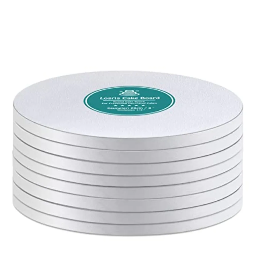 

Белые круглые подставки для тортов с гладкими краями толщиной 1/2 дюйма для многоярусных тортов на день рождения, свадьбу, вечеринку