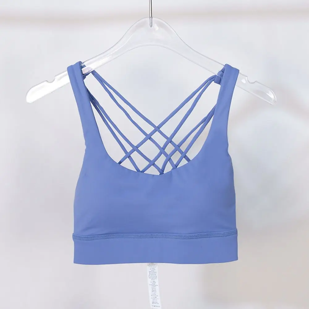 Soutien-gorge de yoga rembourré à bretelles pour femmes, dos croisé, sans fil, sexy, sport, entraînement mignon