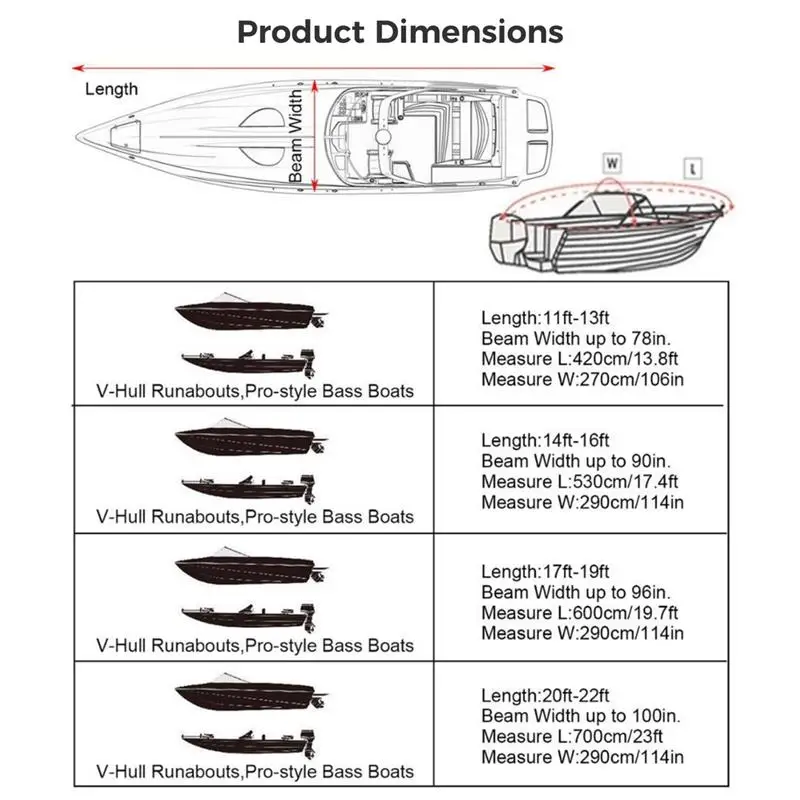 Imagem -04 - Tampa do Barco Trailerable Impermeável Oxford se Encaixa 1719ft Runobover Capa Bass Boat Acessórios Anti-uv Heavy Duty