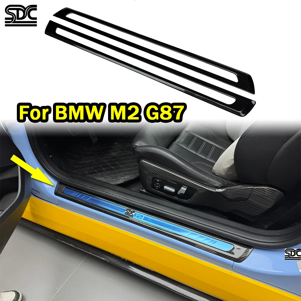 

For BMW M2 G87 M2 CS Coupe Real Dry Carbon Fibre Door Threshold Covers 2 Pcs/set Add on