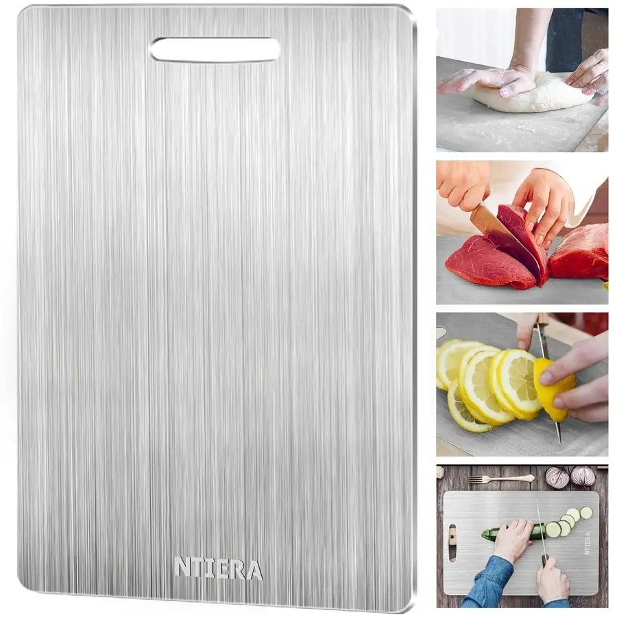 

Titanium Cutting BoardStainless Steel Cutting Boards for kitchen,DoubleSided Food Grade Non Toxic Cutting Board,Chopping Boards