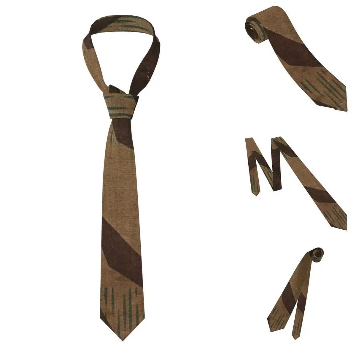 Splintertarn German WW2 Camouflage Army Military Camo Necktie for Men Silk Polyester Slim Neck Ties Party Business Tie