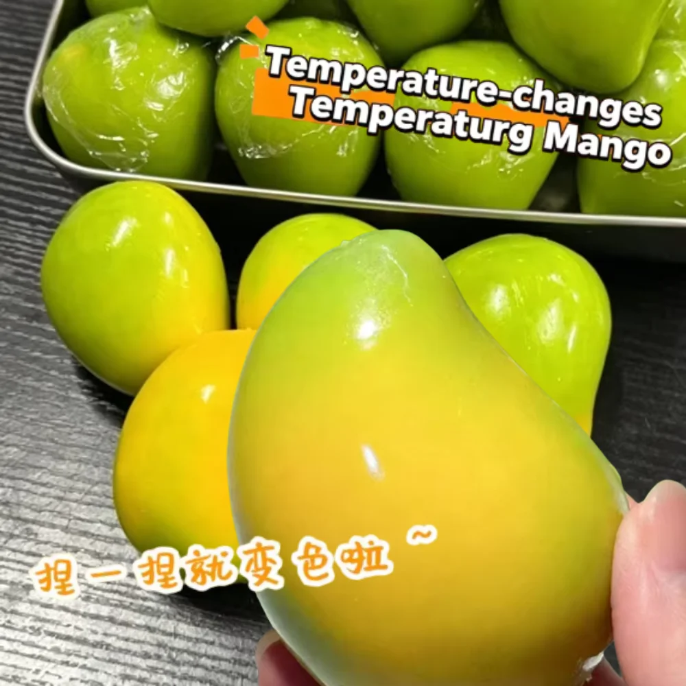 Cute Color Changing Mango Squishy Fidget Toy Soft Squeeze Stress Relief Super Soft Slow Rebound Squeeze Toy for Kids Adults Gift