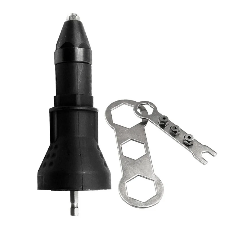 ABFI eléctrico para taladro inalámbrico, juego de adaptadores de tuerca de remache, herramienta de tuerca de remache AKAPE 2,4 ~ 4,8 Mm (negro)