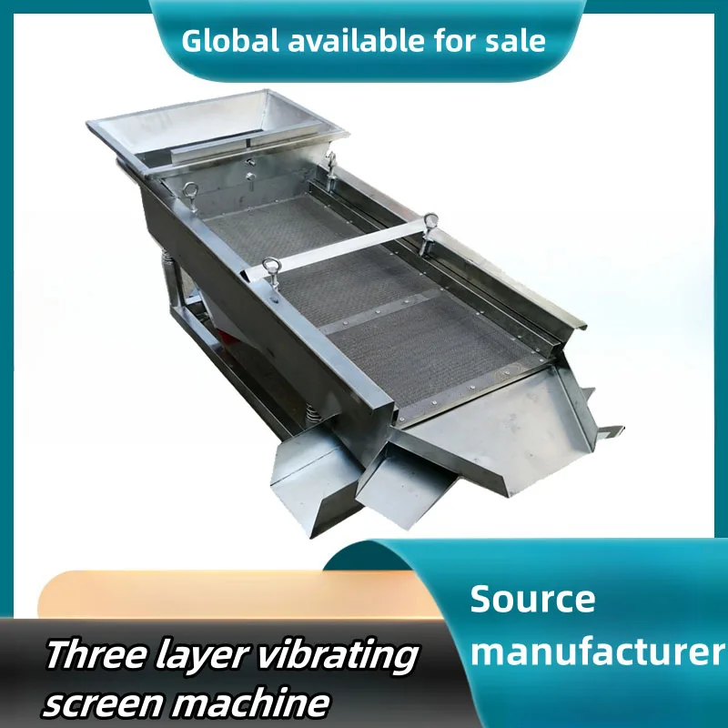 Stainless steel linear vibrating screen 60*150cm food screening machine three-layer screening of large particle materials