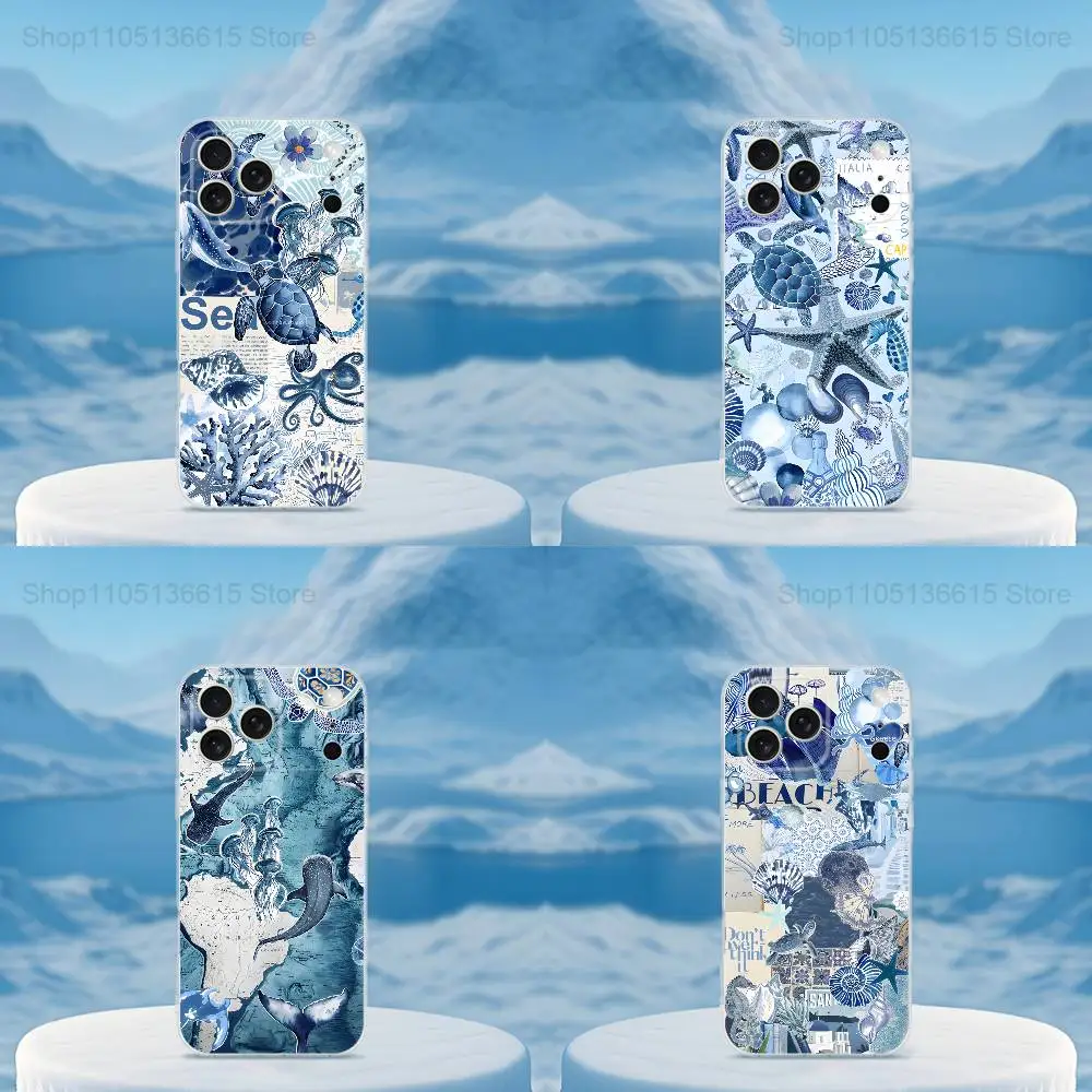 

Sea Ocean Shark Art Case For iPhone Max,14,16,X,13,XR,SE,12,15,Pro,17,Plus,11,XS,Mini Transparent Soft Cover