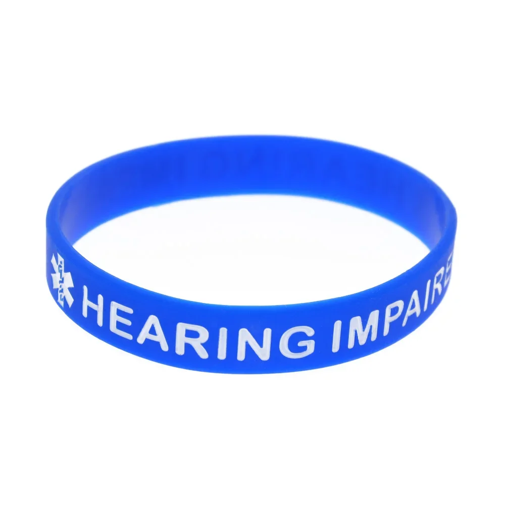 1 PC Alert Hearing Impaired Silicone Wristband Adult Size Bangle