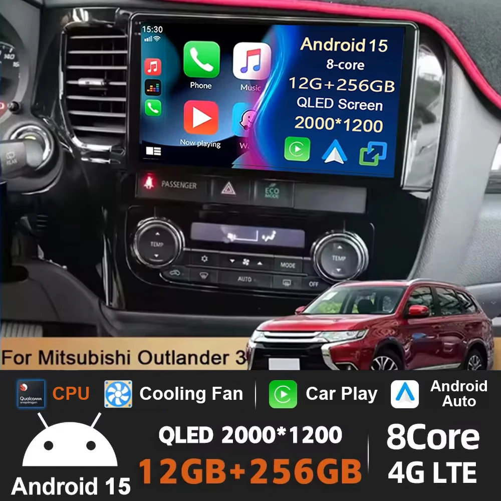 

Беспроводное авторадио CarPlay Android 15 для Mitsubishi Outlander 3 GF0W GG0W 2012-2018 4G Автомобильный мультимедийный GPS 2din
