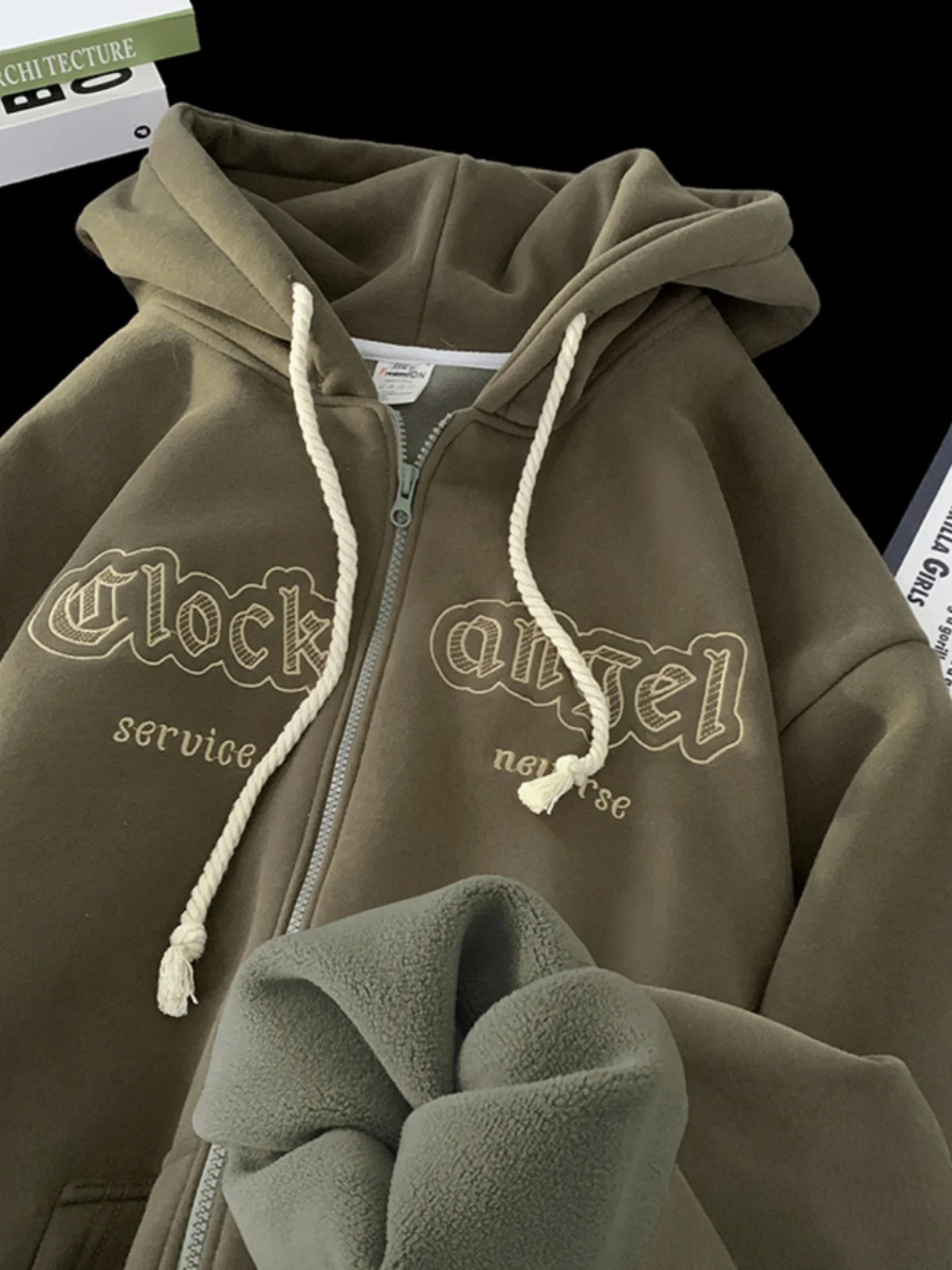 

Утепленная флисовая толстовка оверсайз с длинными рукавами, осенне-зимняя, в американском ретро-стиле, свободного кроя, на молнии, повседневная