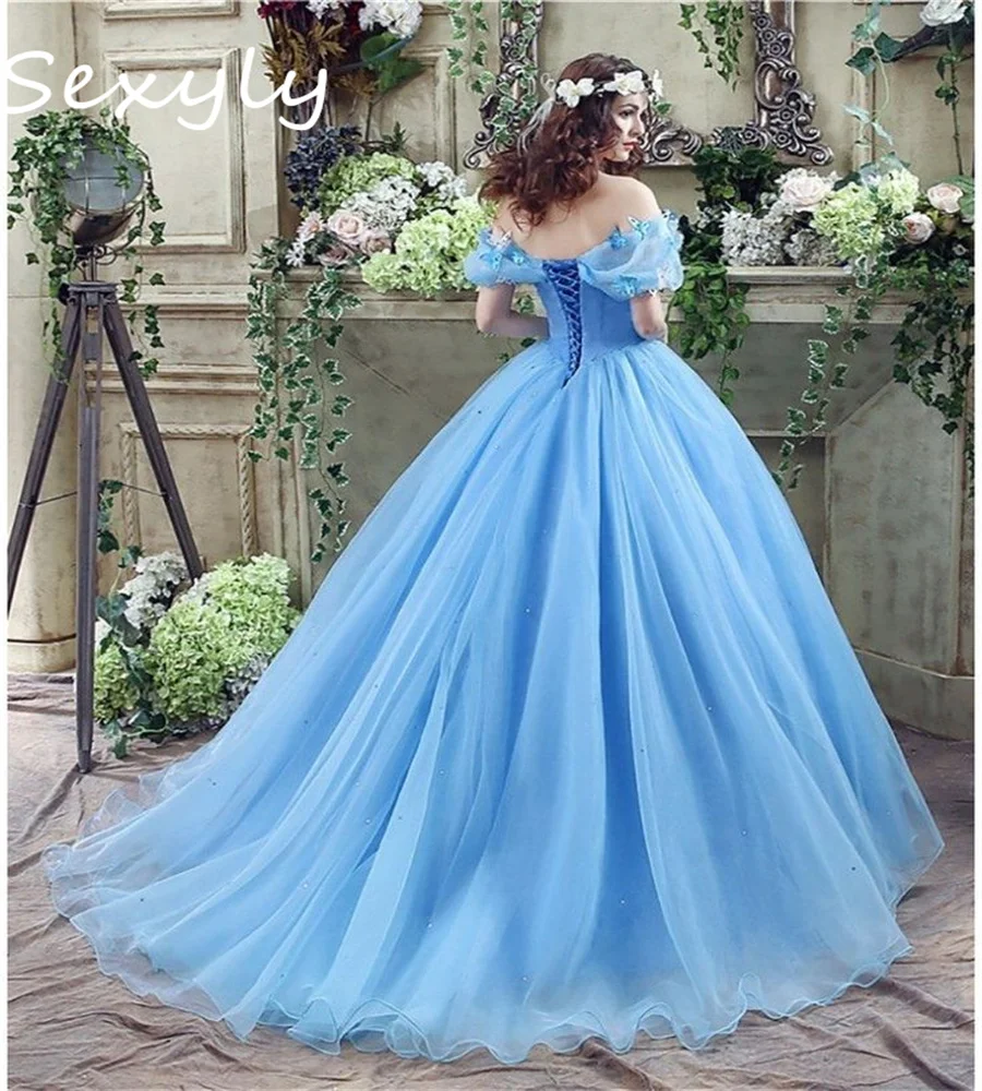 Fairy Baby Blue Wedding Dress Civil Elf Ball Gown Victorian Bridal Dress Corset Beaded Butterflies Boho Bride Dress Customized