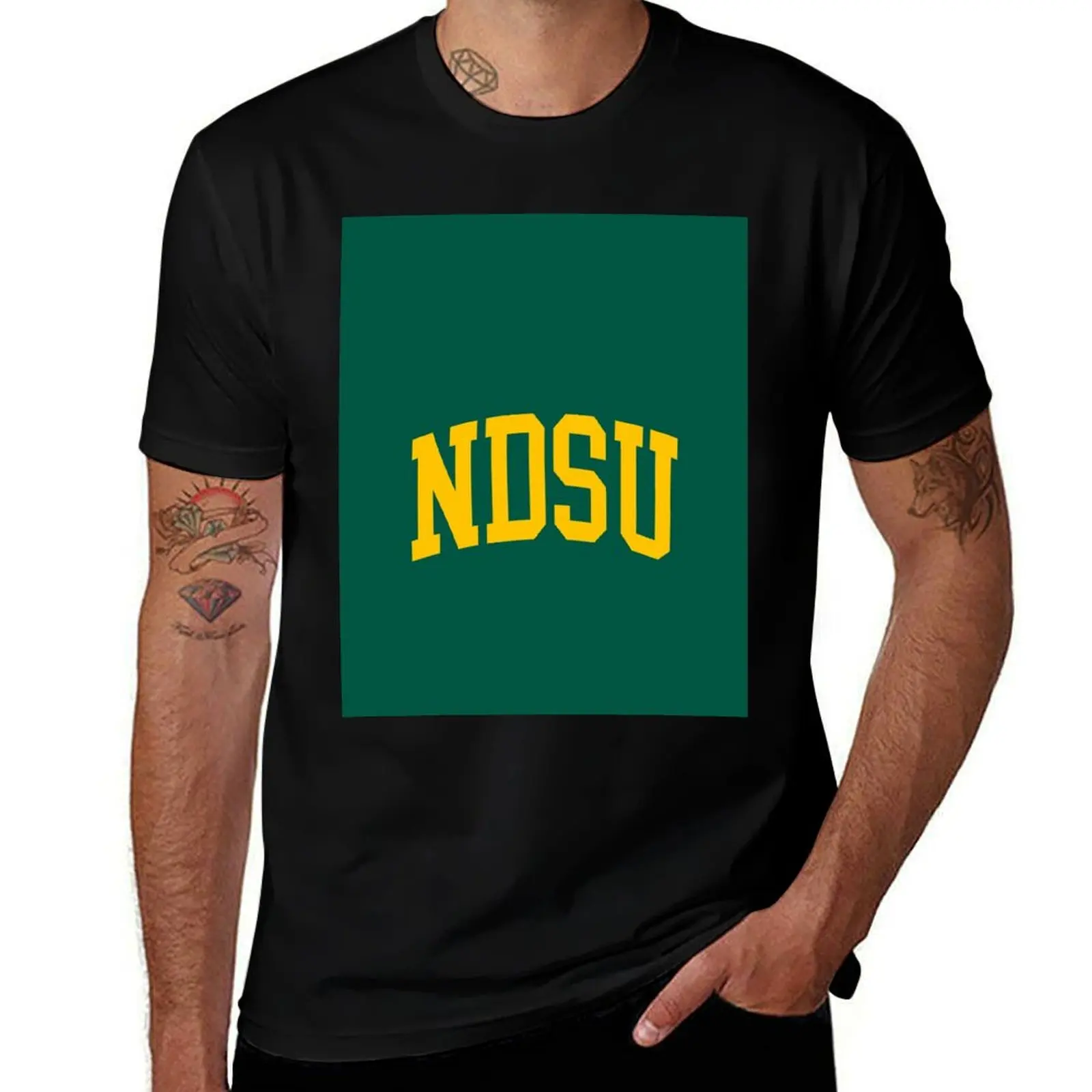 

ndsu - college font curved T-Shirt printed t shirts for man men t shirt cotton 100% funny t shirts man T-Shirt