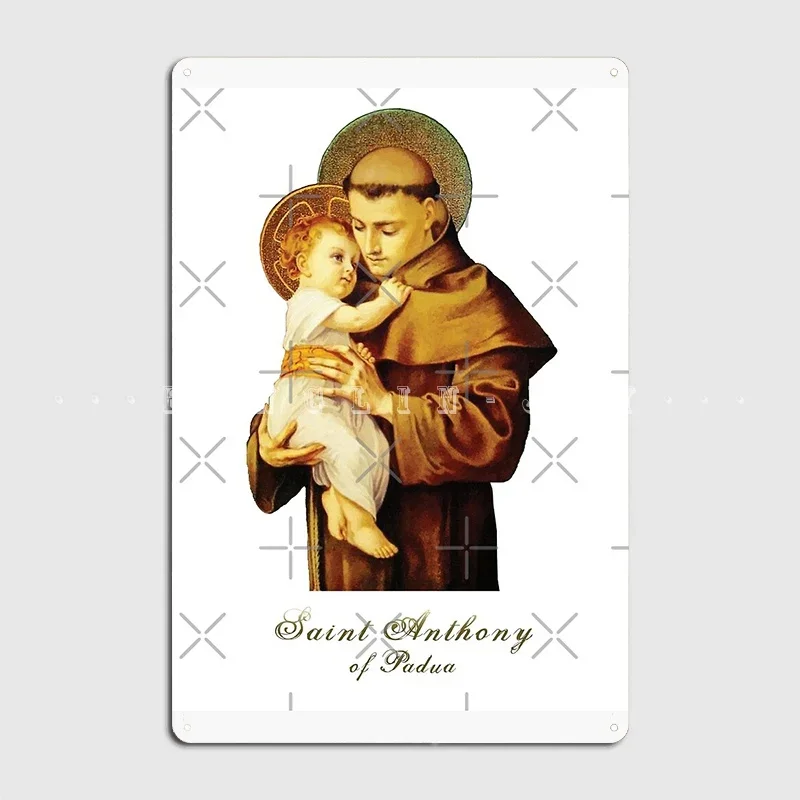 Pôster de placa de metal de Saint Anthony Of Padua, clube, bar, criar decoração de parede, pôster de sinal de lata