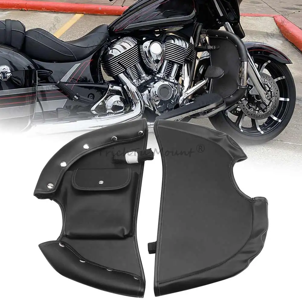 1 Pair Leg Warmer Wind Deflectors Engine Guard Leather Bag Highway Bar Bag For Indian Chieftain Chief Roadmaster  2014 to 2025