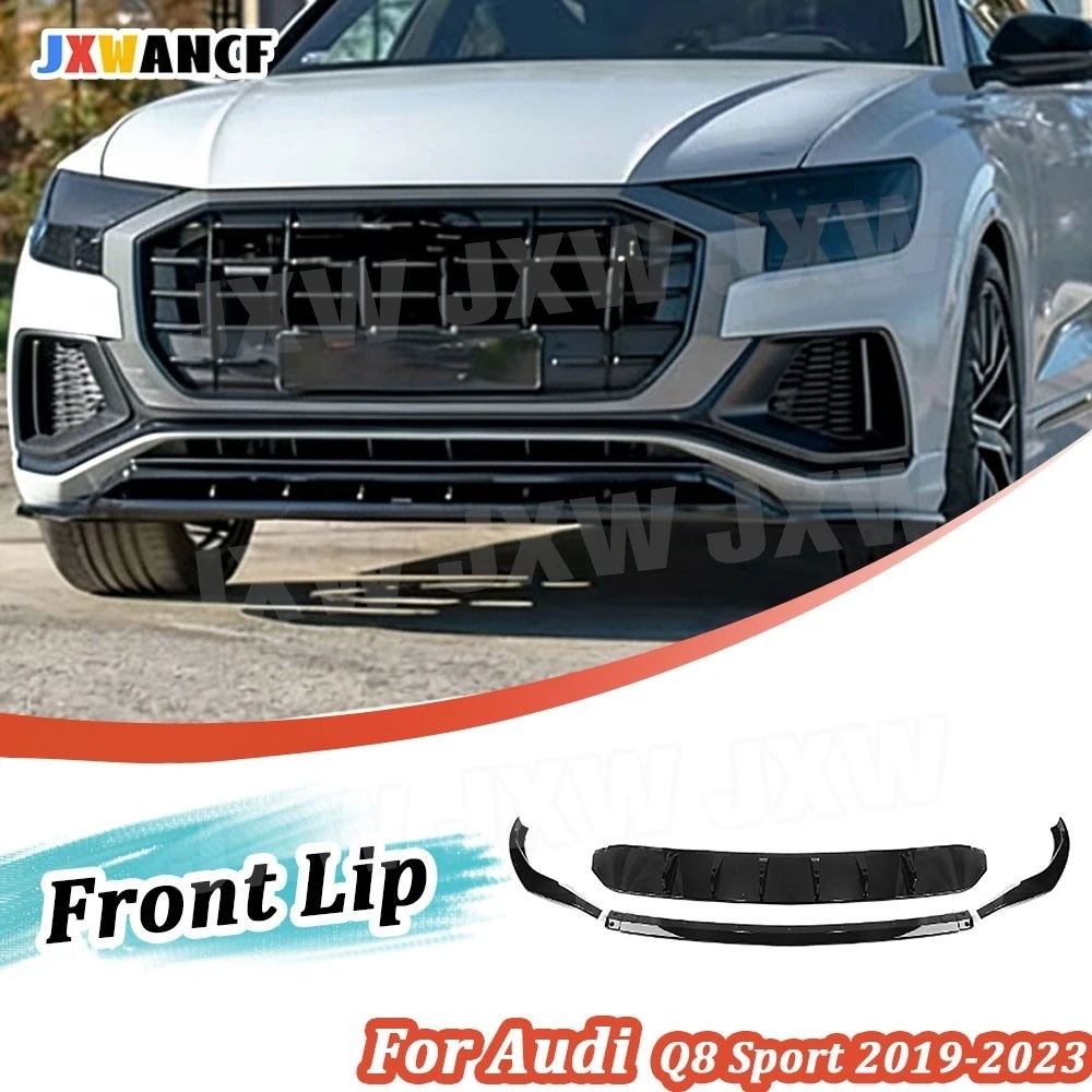 

JXWANCF ABS Carbon Fiber Front Bumper Lip Spoiler Bodykit for Audi Q8 Sport 2019-2023 Front Lip Chin Bumper Guard Car