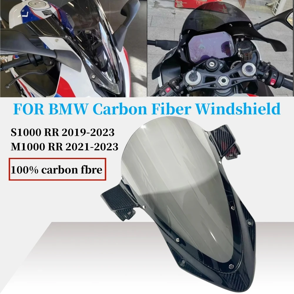 100% Real Carbon Fiber Windshield WindScreen For BMW S1000RR S 1000R M1000RR 2019-2023