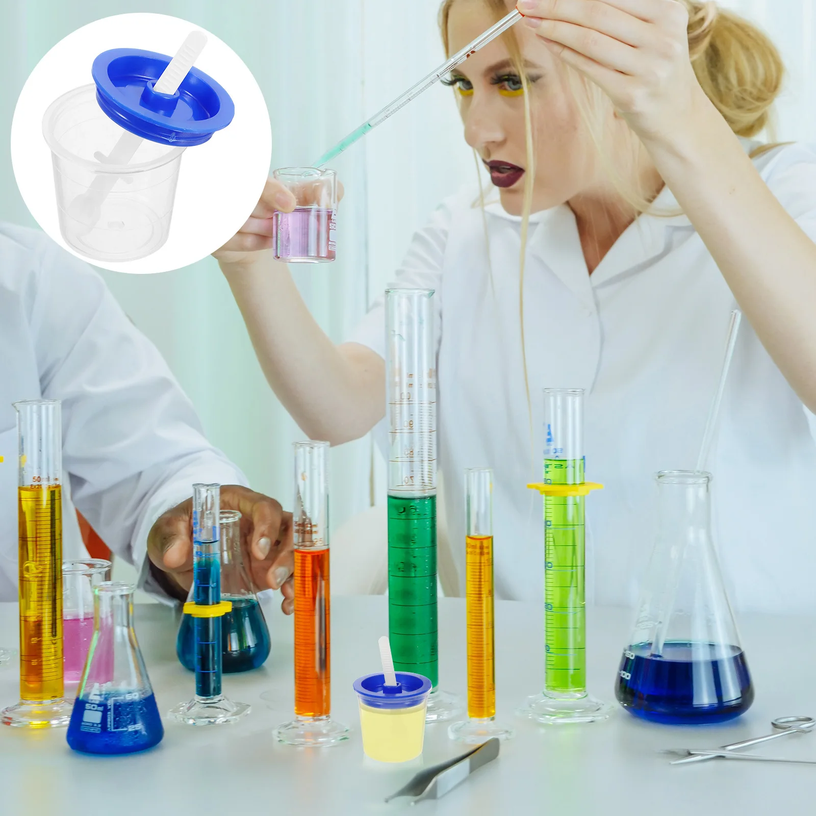 

200 Pcs Sampling Cup Sample Cups Fecal Specimen Containers with Lids Little for Testing Collection