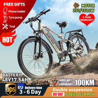 BURCHDA-RX10 electric bicycle27.5 Inch,1500W,48V,17.5 Ah,Large Battery,50 KM/H,Dual Shock Suspension,Adult Mountain E-Bike