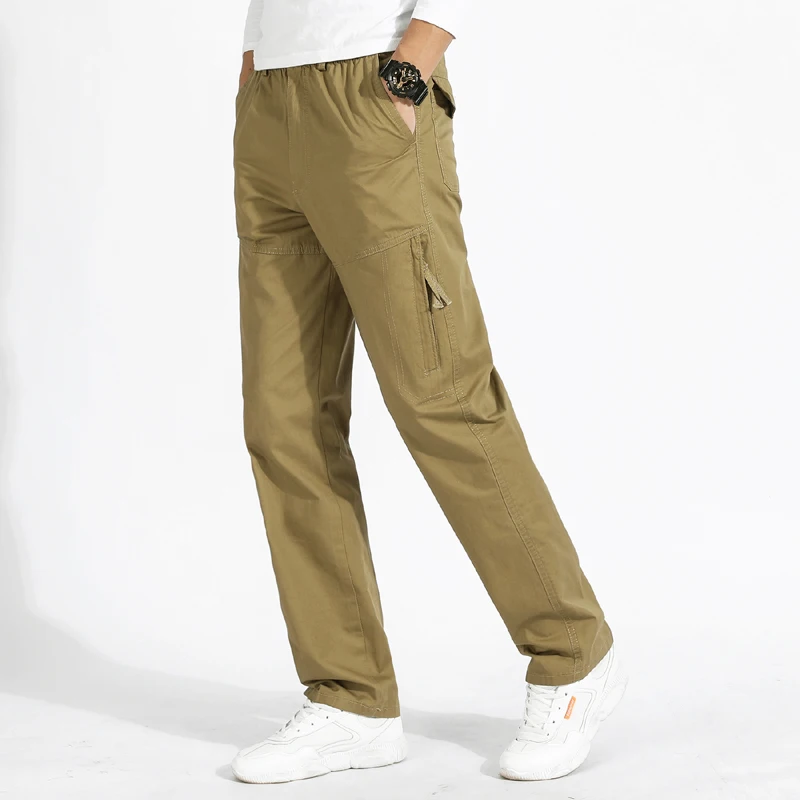 

Summer Men's Cargo Pants Lightweight Cotton Casual Pants With Zipper Pockets Drawstring Tactical Trousers Fishing Outdoor Wear