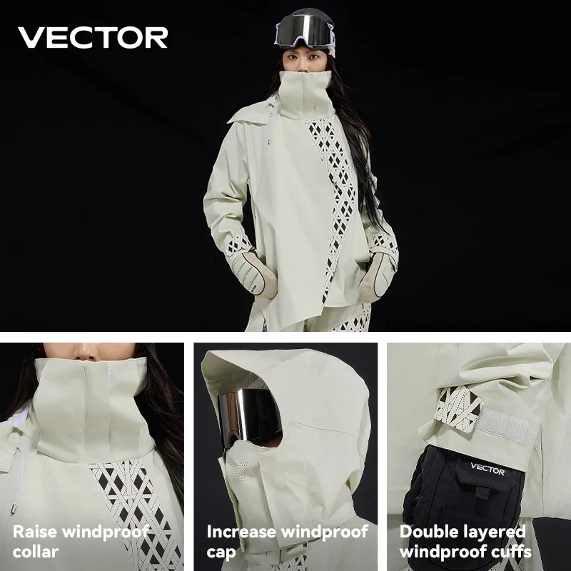 سترة التزلج التقنية VECTOR 3L - نيلون مقاوم للماء والرياح على شكل شريط التماس للرجال والنساء في حالة ثلج قاسية