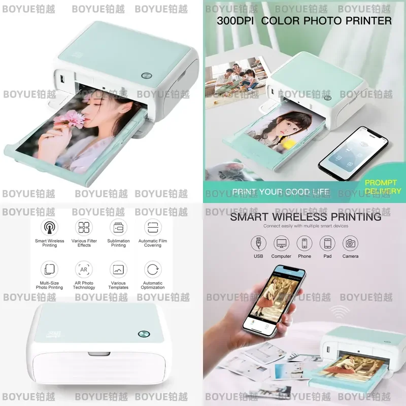 Portable 6 Inch AR Photo Printer High Definition 300dpi USB Sublimation Waterproof Dustproof Automatic Color Printing Device