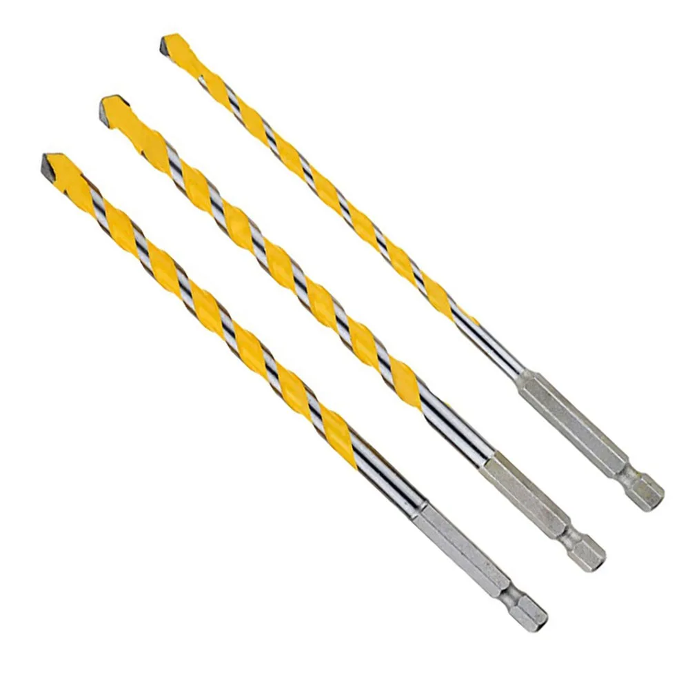 

For Ceramic Drill Bit Power Tool Parts 1/4" Hex Shank 3pcs For Concrete Brick Stone Silver Workshop Equipment