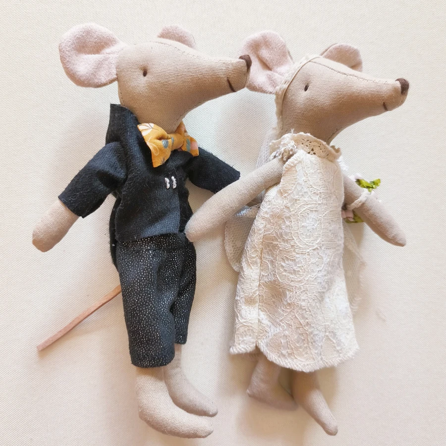 Wedding Mice Plushies Handmade Cute LIttle Mouse Groom Bride Stuffed Cloth Toys Wedding Gift  Decoration Soft Doll