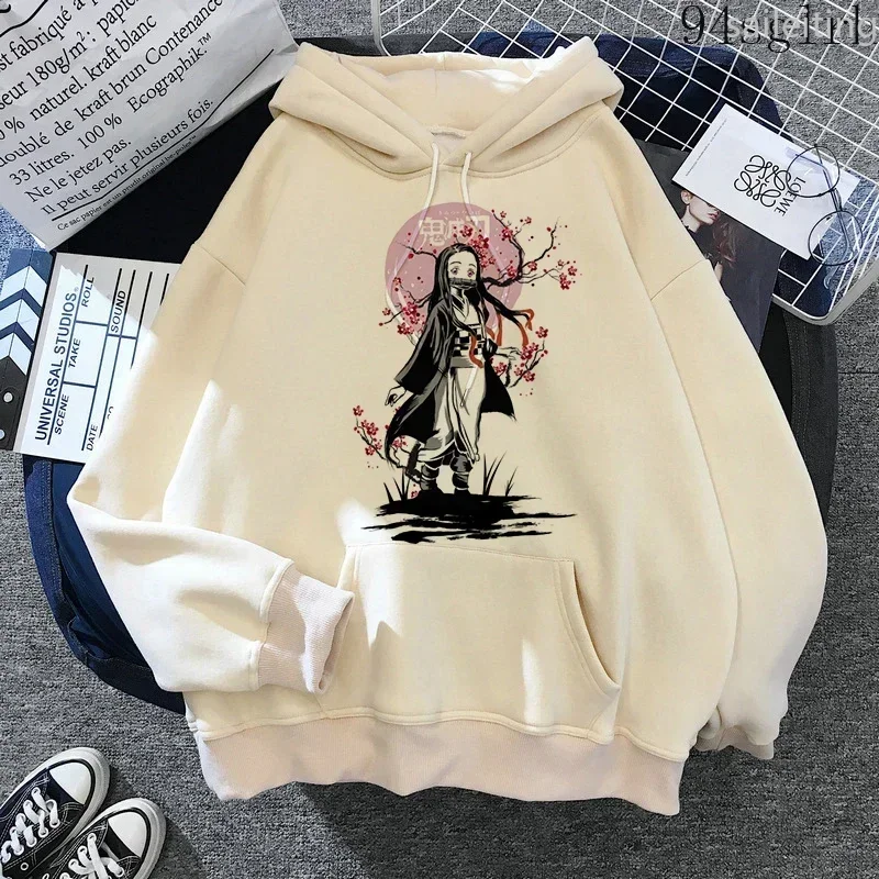 لطيف Nezuko أنيمي طباعة المرأة شيطان القاتل مانغا تانجيرو كيميتسو نو يابا الكنغر جيب هوديي Harajuku الشارع الشهير الملابس