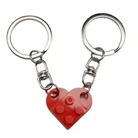 Cute Love Heart Building Block Keychains for Couples Women Men Friendship Separable Love Heart Brick Key Ring Jewelry Gift