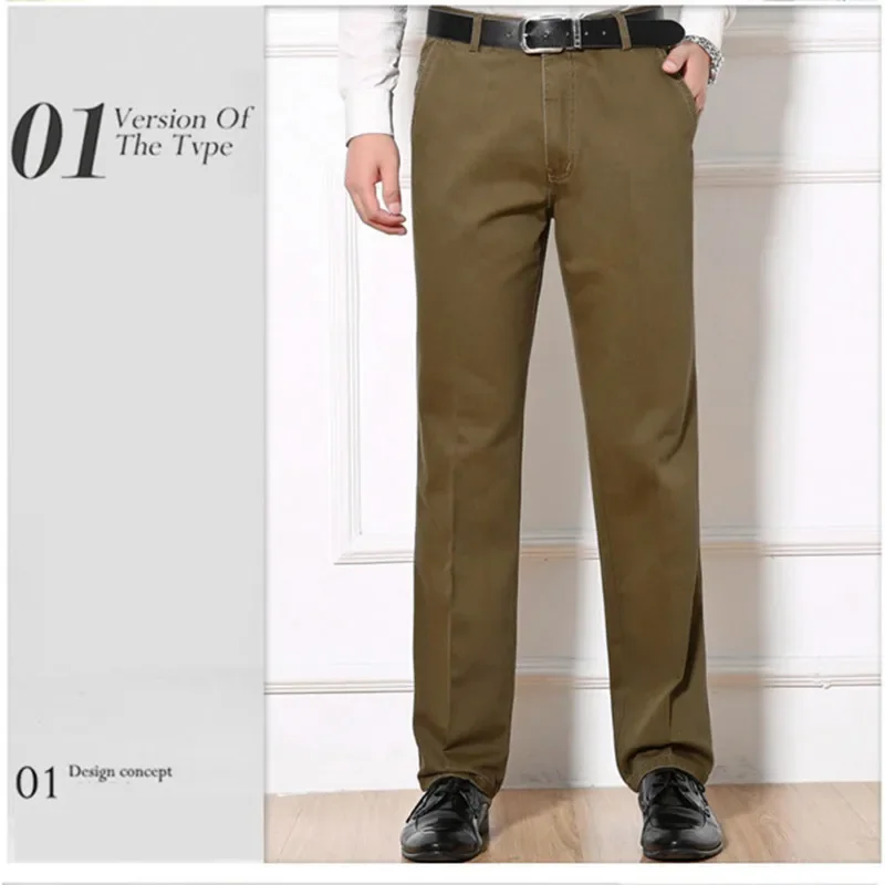 MRMT  2024  Brand Men's Trousers Straight Washing Cotton Slacks Middle-aged for Male Casual Long Trouser