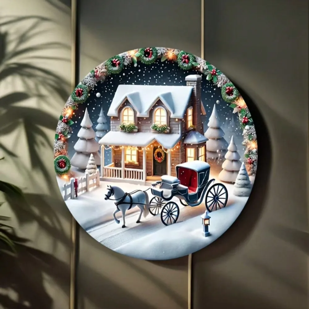 علامة عربة حصان عيد الميلاد العتيقة - ديكور حفلات المنزل للعطلات، هدية مثالية لمحبي عيد الميلاد، ديكور المنزل