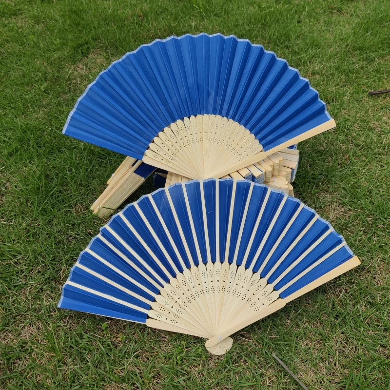 dark blue fabric+bamboo ribs 21cm folding hand fans wedding decoration fan 50 pieces/bag